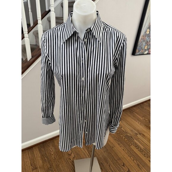 Nili Lotan Kate Shirt Black White Stripes Size Small - Picture 2 of 3